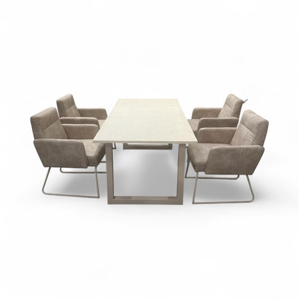 Beige Indoor Dining Table and 4 Chairs Set – Modern 5-Piece Dining Furniture | RK Garden Furniture