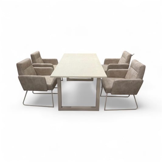 Beige Indoor Dining Table and 4 Chairs Set – Modern 5-Piece Dining Furniture | RK Garden Furniture