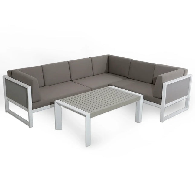 Nexa Aluminium Garden Furniture Corner Sofa Set With Coffee Table - Right Hand