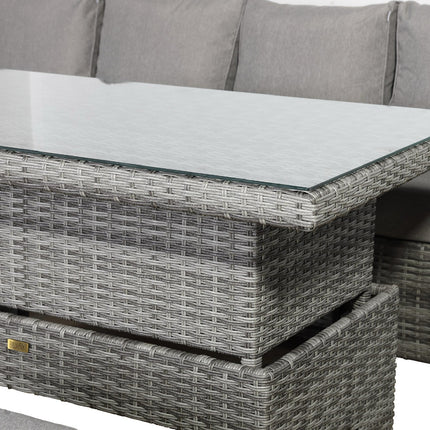 Solara Rattan Garden Furniture Corner Sofa Set With Rising Table - Left Hand