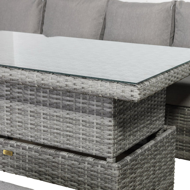 Solara Rattan Garden Furniture Corner Sofa Set With Rising Table - Left Hand