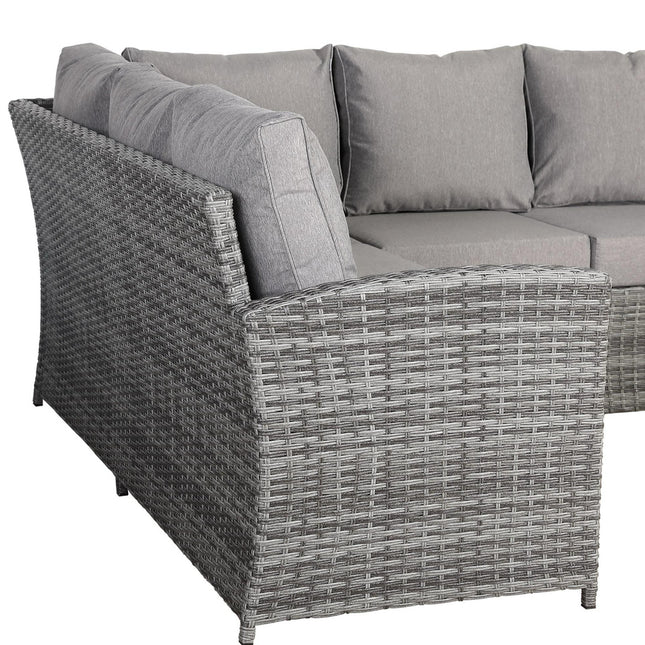 Solara Rattan Garden Furniture Corner Sofa Set With Rising Table - Left Hand