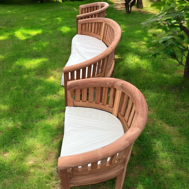 Harmony Curved Teak Garden Bench Set Vertical