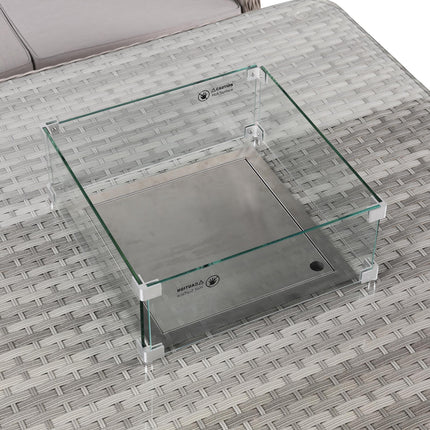 Eterna Rattan Garden Furniture Corner Sofa Set With Rising Firepit Table