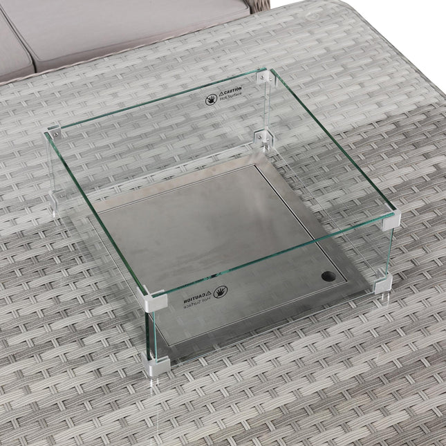 Eterna Rattan Garden Furniture Corner Sofa Set With Rising Firepit Table