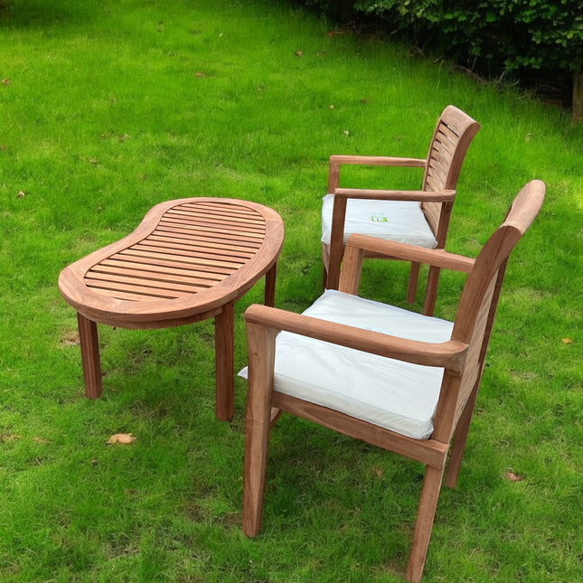 Harmony Teak Garden Chairs Set With Coffee Table Three Piece