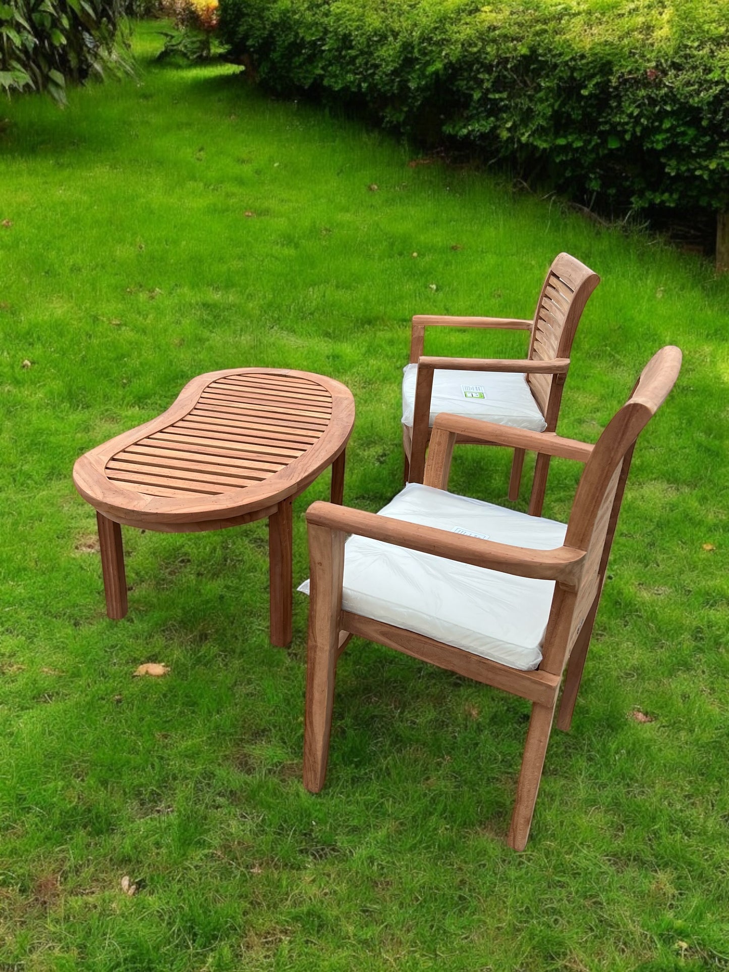 Teak Garden Chairs Set With Coffee Table Three Piece