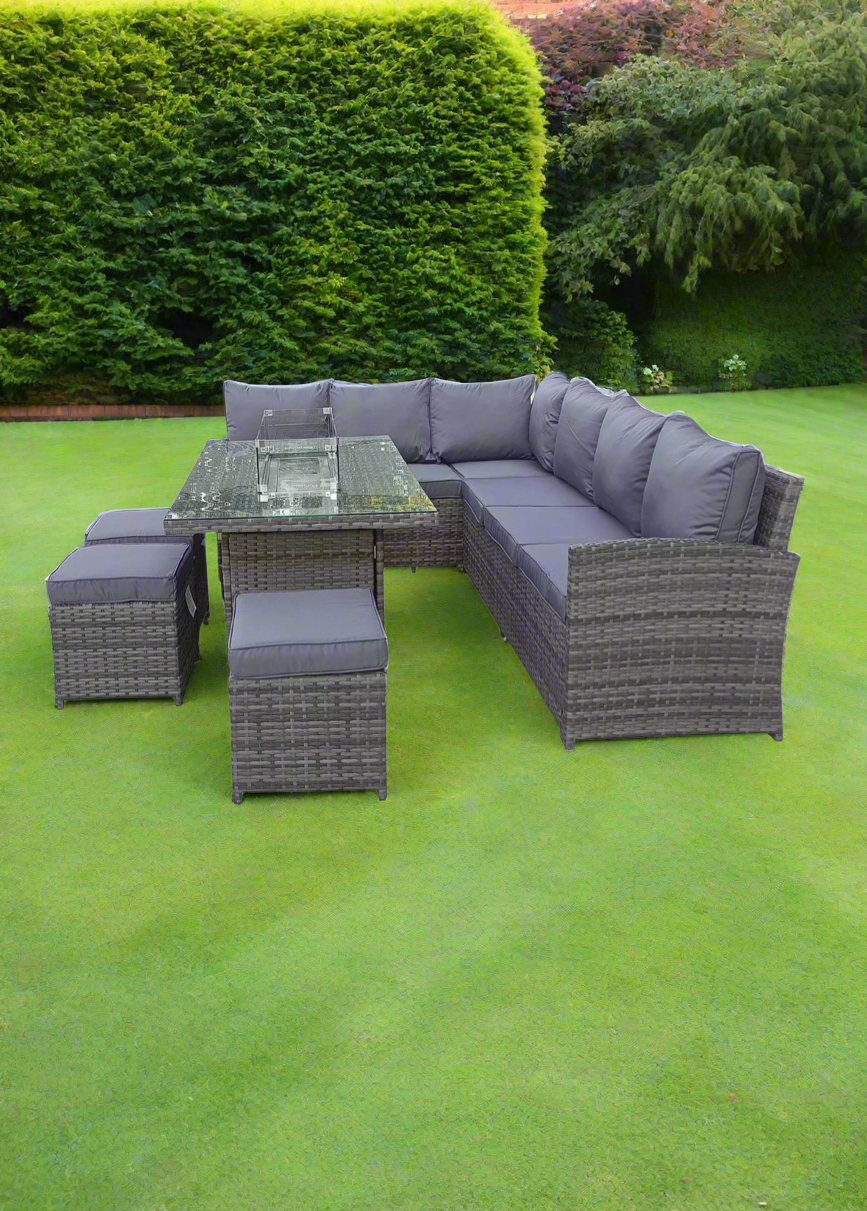 Rattan Heatwave Corner Firepit Set