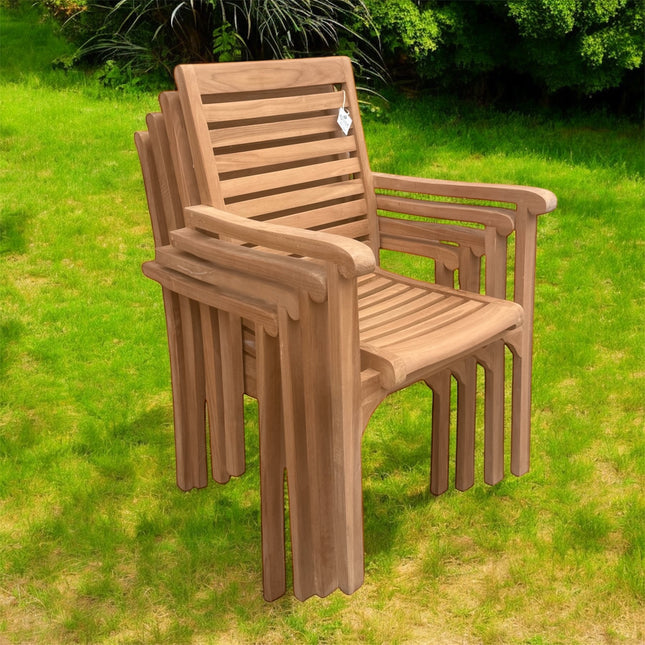 Teak Garden Furniture Set 180cm - 240cm Extending Dining Table & 8 Haven Chairs with Cushions