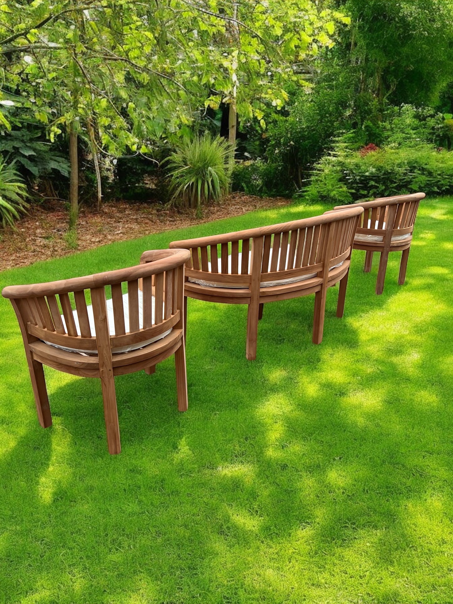 The Perfect Teak Garden Bench Set Banana Vertical