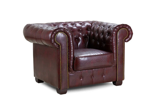Chesterfield Sofa Red Armchair 1 Seater