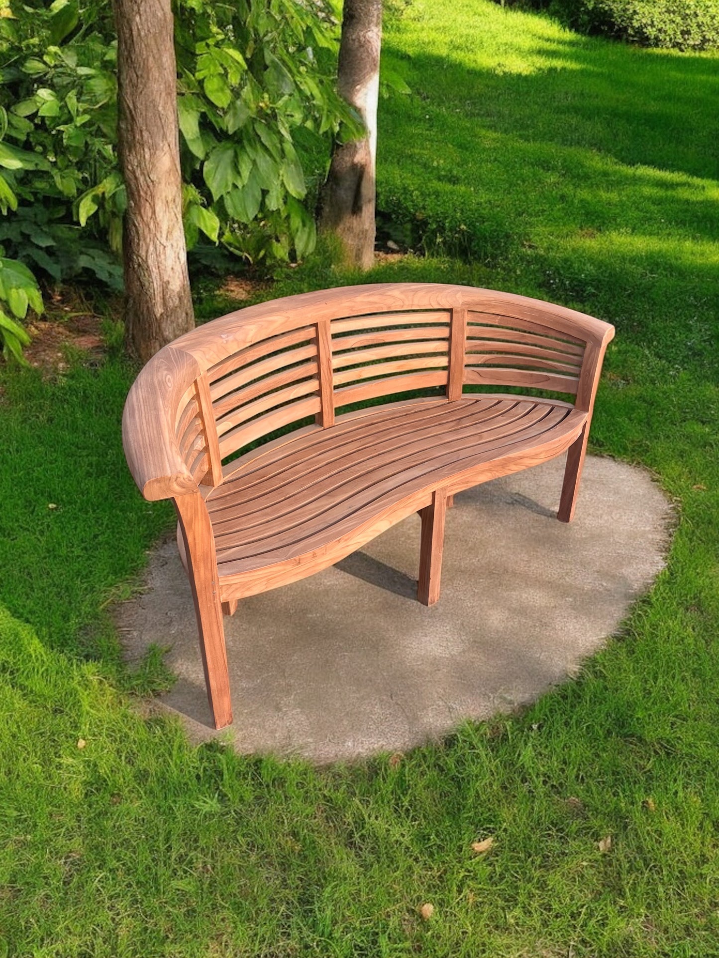 The Ultimate Teak Garden Bench Set Banana Extra Thick (Deluxe) Horizontal