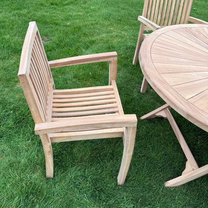 Teak Dining Set Foldable Table & Four Elysian Stacking Chairs