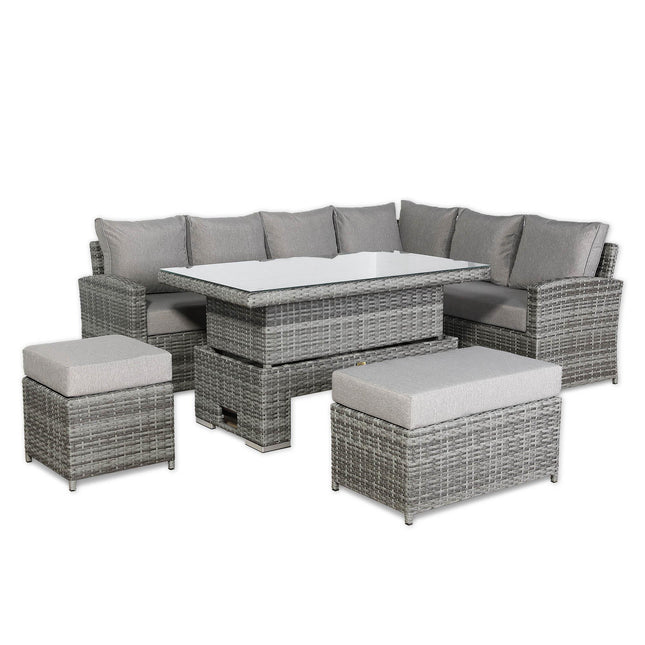 Solara Rattan Garden Furniture Corner Sofa Set With Rising Table - Right Hand