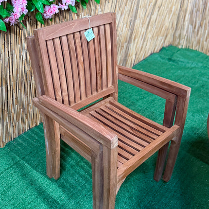 Teak Ripple Dining Set Foldable Table & Two Elysian Stacking Chairs