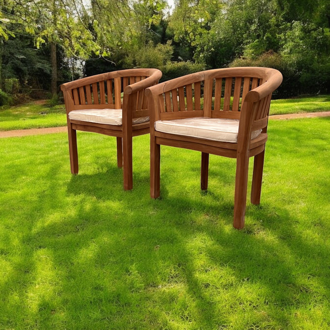 Teak Harmony Curved Garden Chair Set With Coffee Table Three Piece