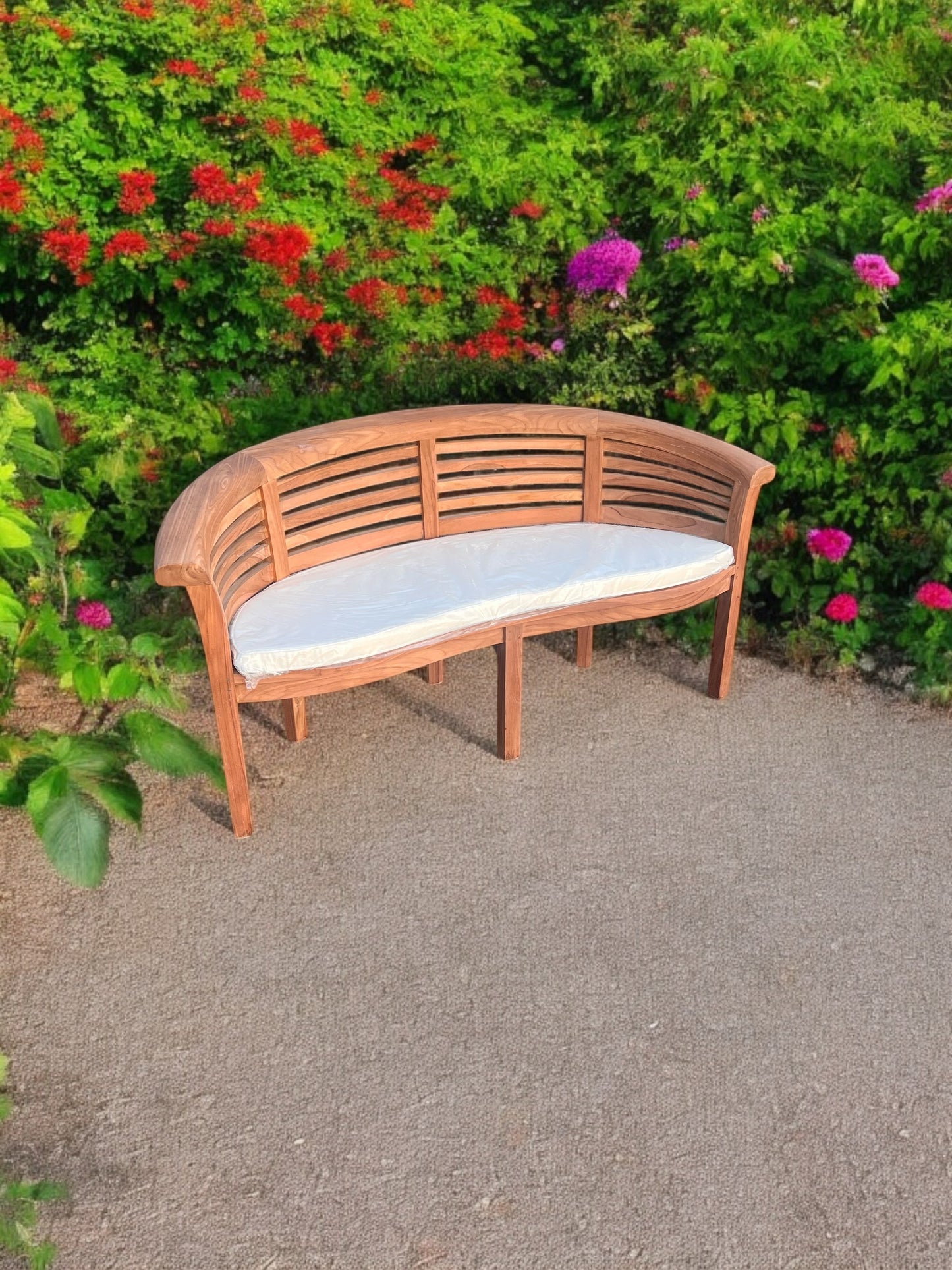 The Ultimate Teak Garden Bench Set Banana Extra Thick (Deluxe) Horizontal