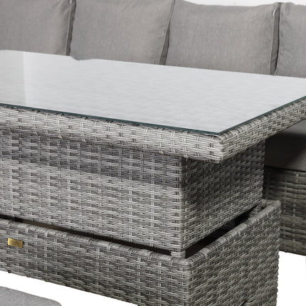 Solara Rattan Garden Furniture Corner Sofa Set With Rising Table - Right Hand
