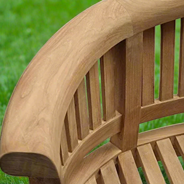 Teak Harmony Vertical Curved Bench 3 Seater Extra Thick