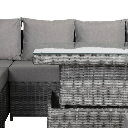 Solara Rattan Garden Furniture Corner Sofa Set With Rising Table - Right Hand
