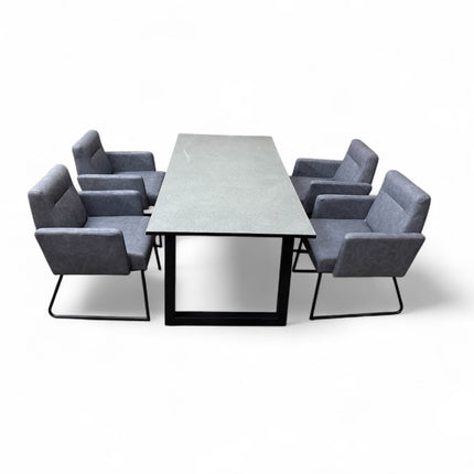 Grey Indoor Dining Table and 4 Chairs Set – Modern 5-Piece Dining Furniture | RK Garden Furniture