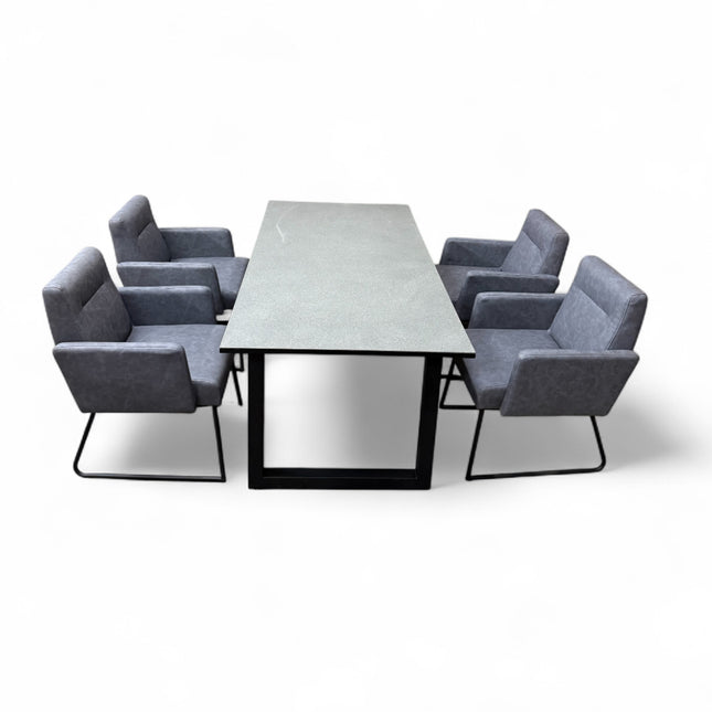 Grey Indoor Dining Table and 4 Chairs Set – Modern 5-Piece Dining Furniture | RK Garden Furniture