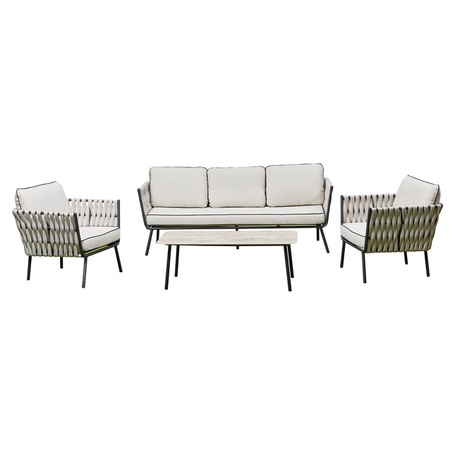 Aspen Aluminium & Rope Lounge Set – GREY