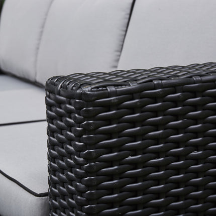 Arcadia Deluxe Rattan Firepit Corner Garden Set - Black