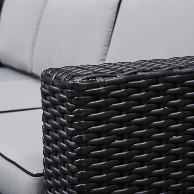 Arcadia Deluxe Rattan Firepit Corner Garden Set - Black