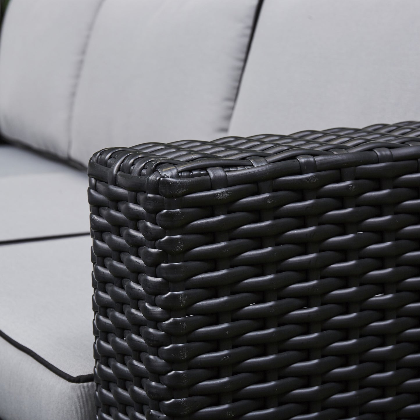 Arcadia Deluxe Rattan Firepit Corner Garden Set - Black