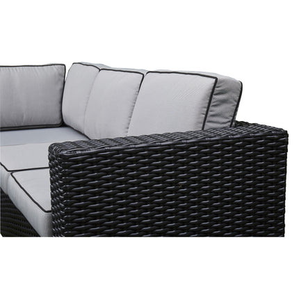 Arcadia Deluxe Rattan Firepit Corner Garden Set - Black