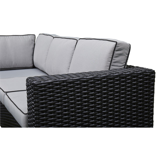 Arcadia Deluxe Rattan Firepit Corner Garden Set - Black