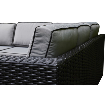 Arcadia Deluxe Rattan Firepit Corner Garden Set - Black