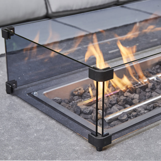 Arcadia Deluxe Rattan Firepit Corner Garden Set - Black