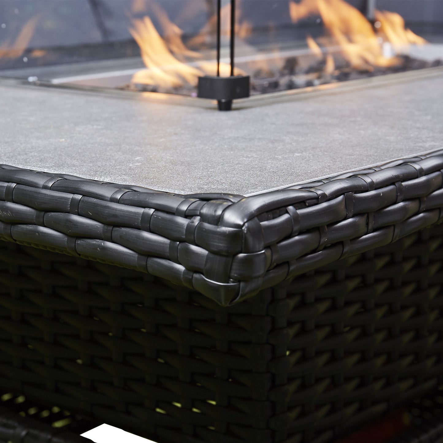 Arcadia Deluxe Rattan Firepit Corner Garden Set - Black