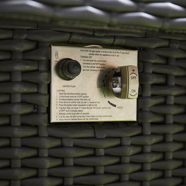 Arcadia Deluxe Rattan Firepit Corner Garden Set - Black