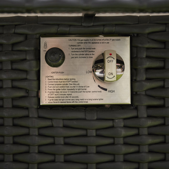 Arcadia Deluxe Rattan Firepit Corner Garden Set - Black