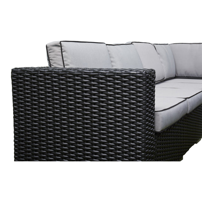 Arcadia Deluxe Rattan Firepit Corner Garden Set - Black