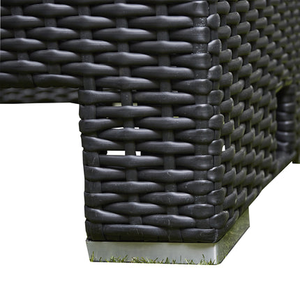 Arcadia Deluxe Rattan Firepit Corner Garden Set - Black
