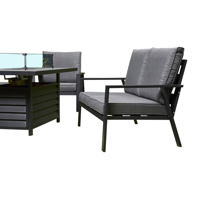 Miami Aluminium Sofa & Chair Dining Set with Fire Pit – Grey