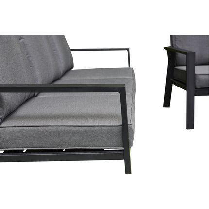 Miami Aluminium Sofa & Chair Dining Set with Fire Pit – Grey