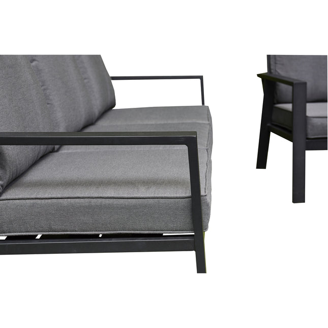 Miami Aluminium Sofa & Chair Dining Set with Fire Pit – Grey