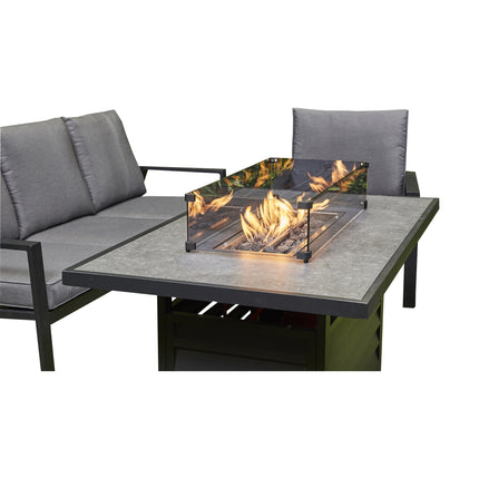 Miami Aluminium Sofa & Chair Dining Set with Fire Pit – Grey