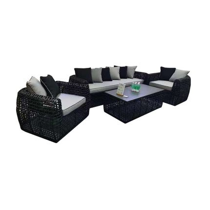 Malibu Rattan Garden Furniture Sofa Set - BLACK
