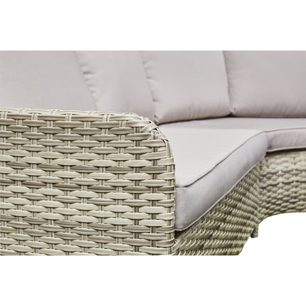 LUXURY RATTAN CORNER DINING SET WITH FIRE PIT – BEIGE Outdoor Patio Furniture