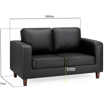 Knolo Black 2 Seater Sofa | Modern Compact Design