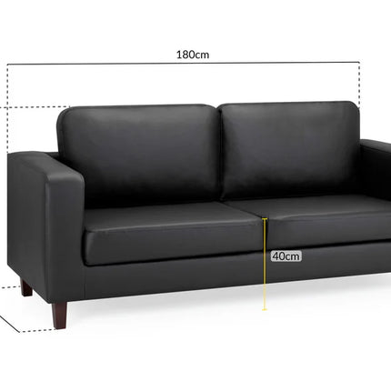 Knolo Black 3 Seater Sofa | Modern Compact Design