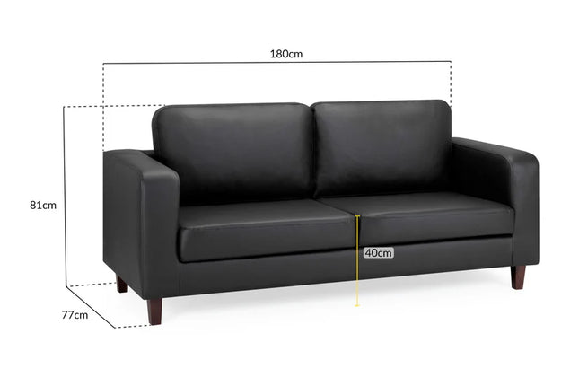 Knolo Black 3 Seater Sofa | Modern Compact Design
