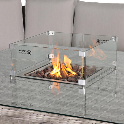 Eterna Rattan Garden Furniture Corner Sofa Set With Rising Firepit Table