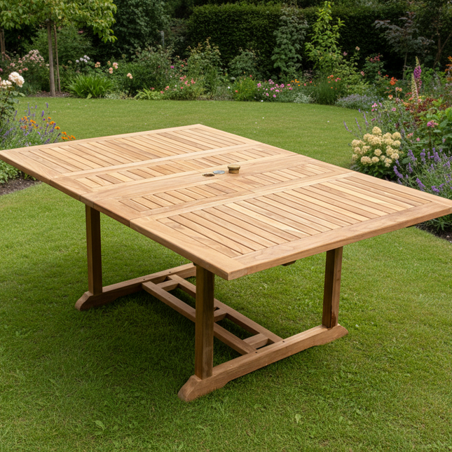 Teak Rectangle Garden Table 120cm - 170cm Extending Table
